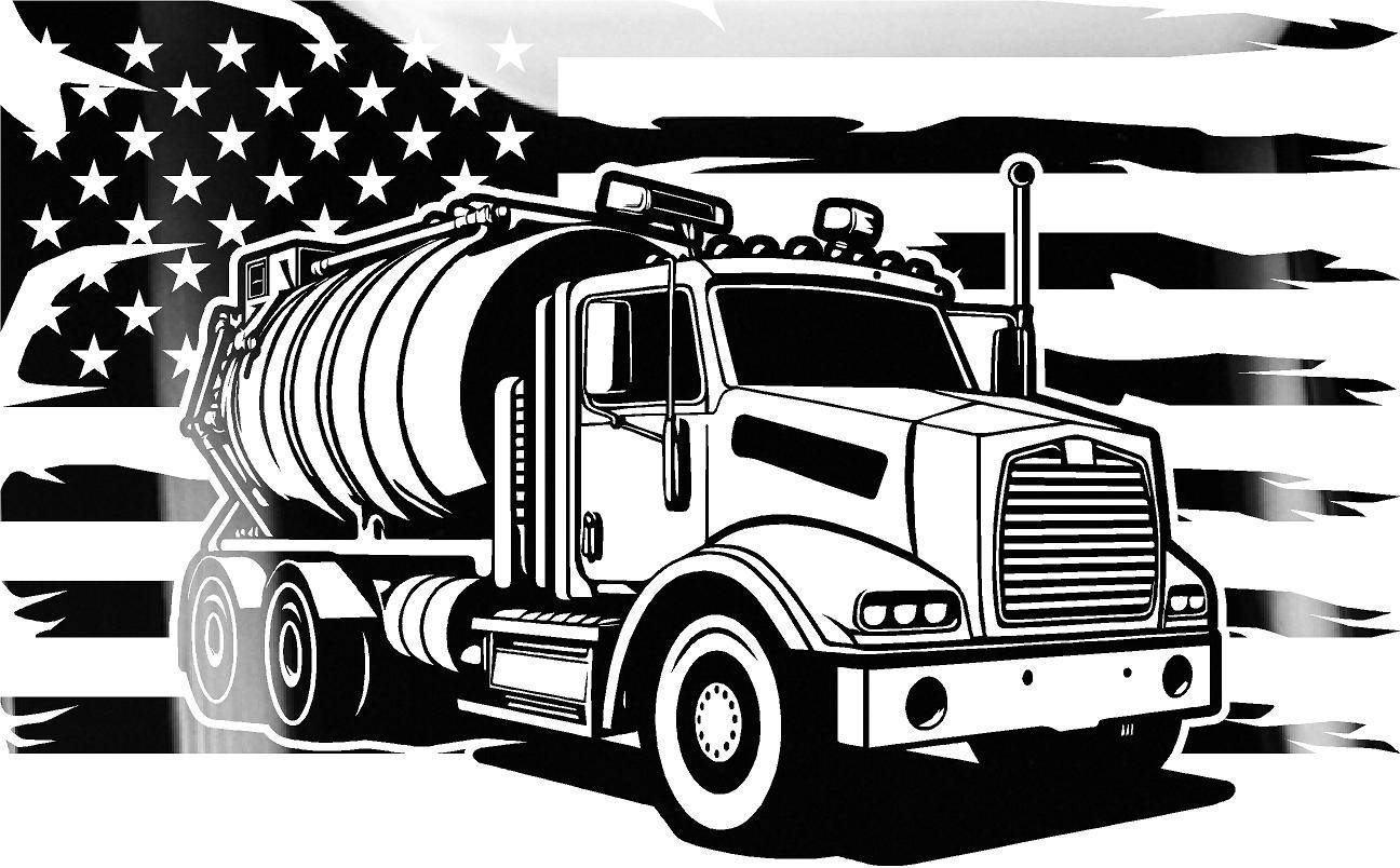 Glossy Metal Art Depicting Commercial Truck and American Flag
